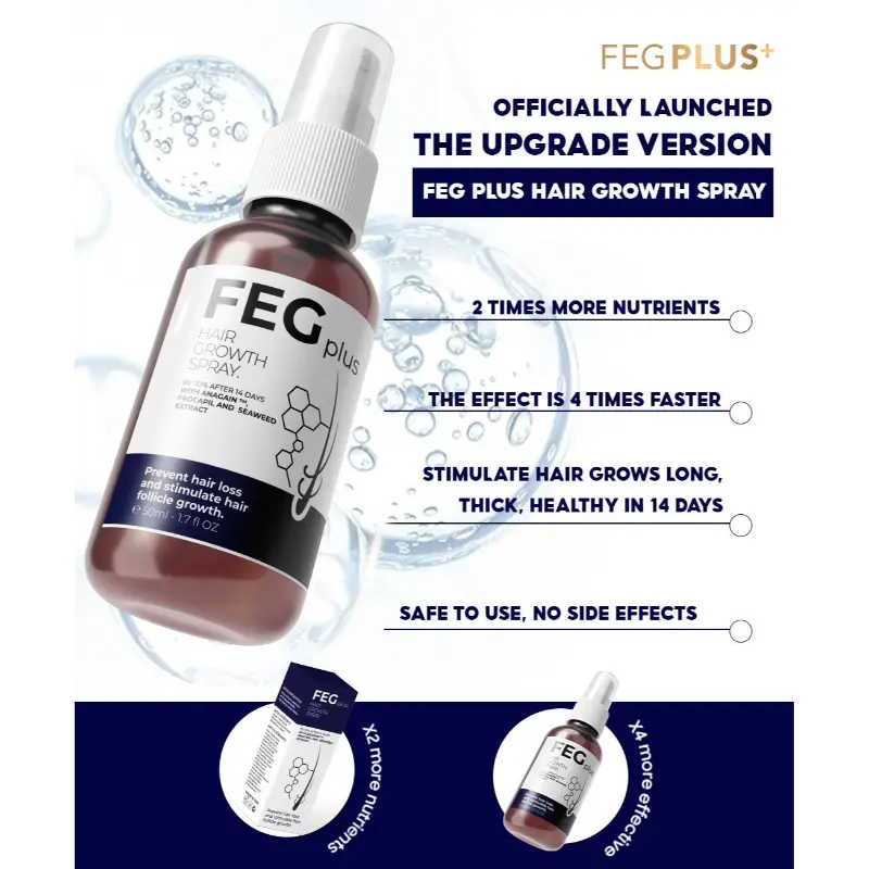 🌿 FEG Plus Hair Growth Spray 💧 | 🌟 Anti-Hair Loss Treatment for Men & Women 🧑‍🦱👩‍🦰 | ⚡ Boosts Regrowth & Thickens Hair 💪 | Minoxidil + Herbal Extracts 🌱 | 50ml Bottle